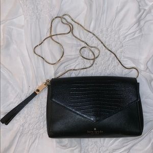 Kate Spade black gold chain clutch crossbody